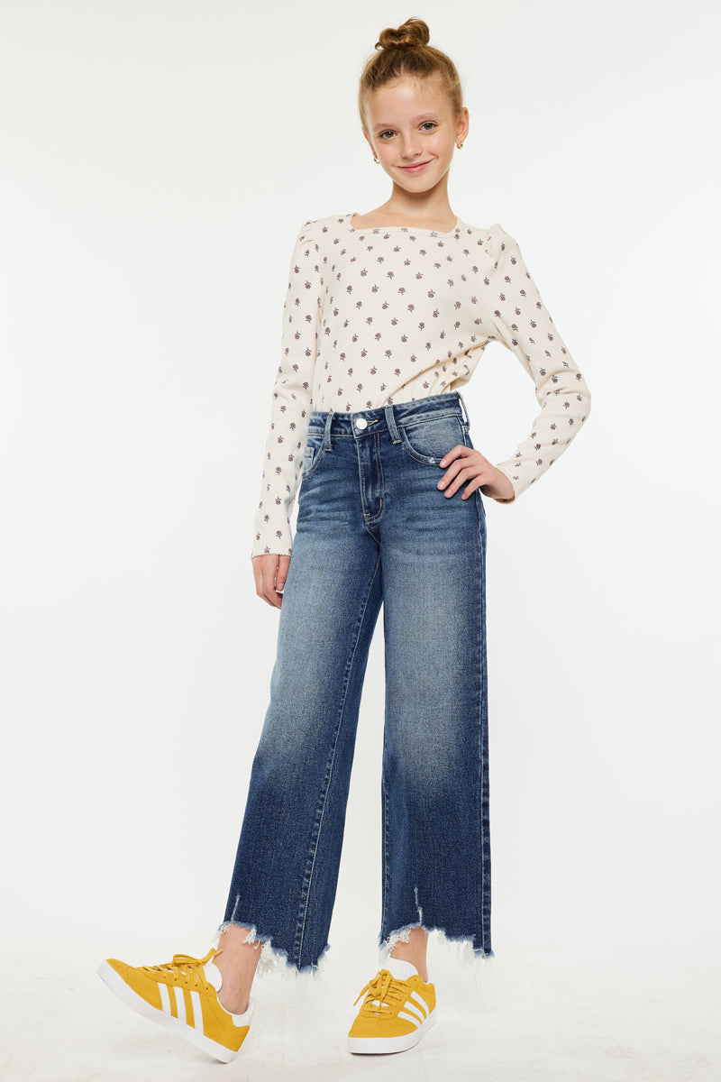 Girls' High Rise Wide Leg Jeans - America