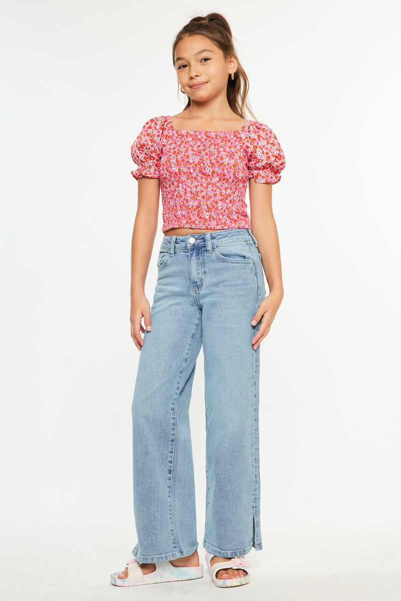 Girls' High Rise Wide Leg Jeans - Aurora