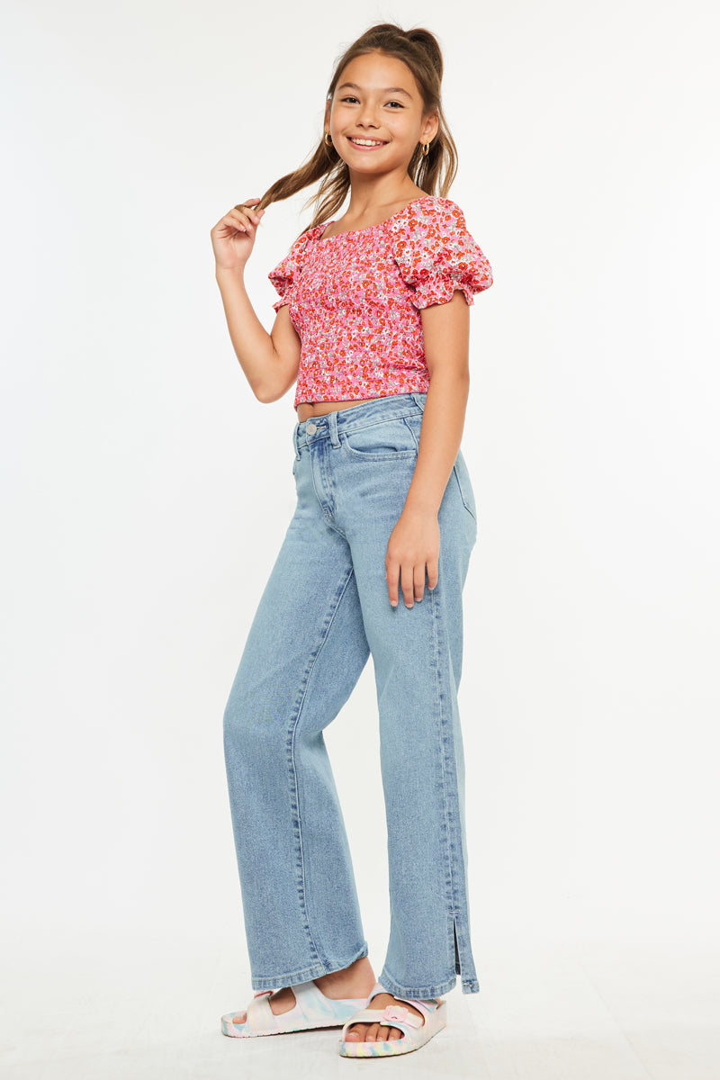 Girls' High Rise Wide Leg Jeans - Aurora