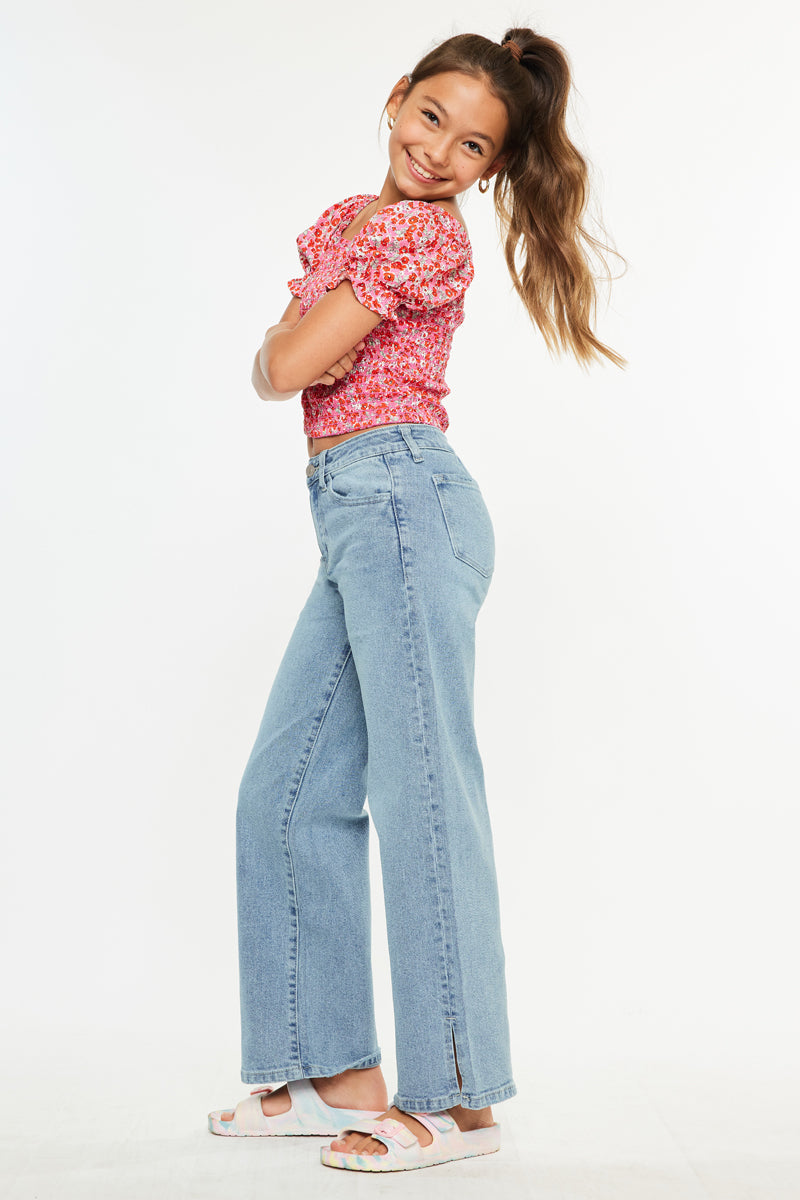 Girls' High Rise Wide Leg Jeans - Aurora