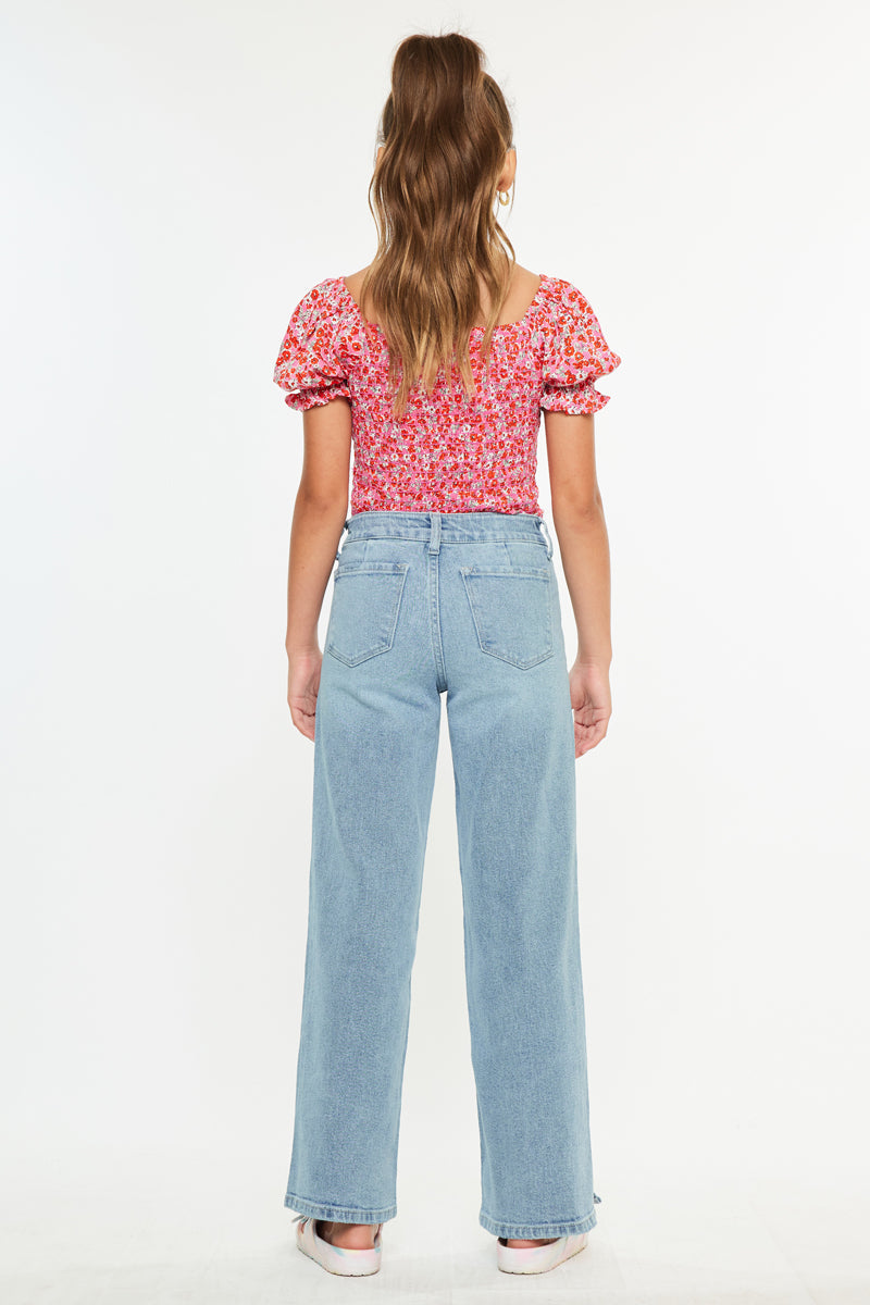 Girls' High Rise Wide Leg Jeans - Aurora