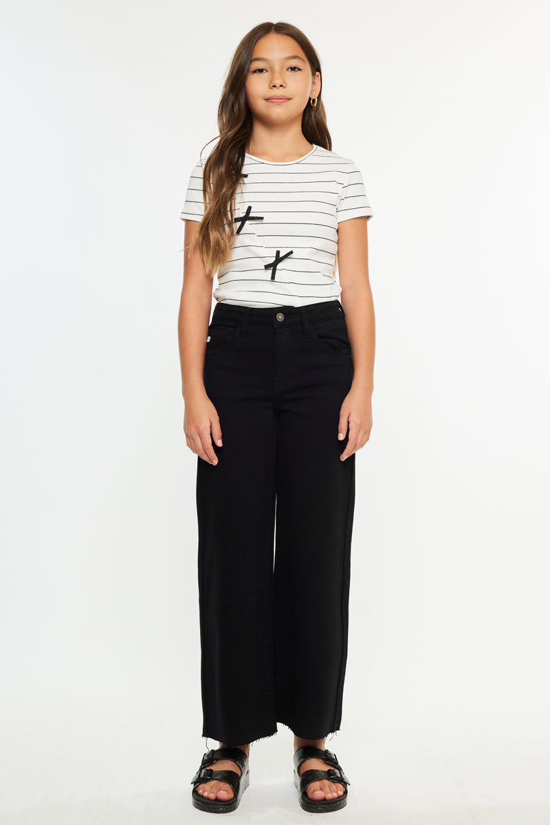 Girls' High Rise Cropped Wide Leg Jeans - Berlin
