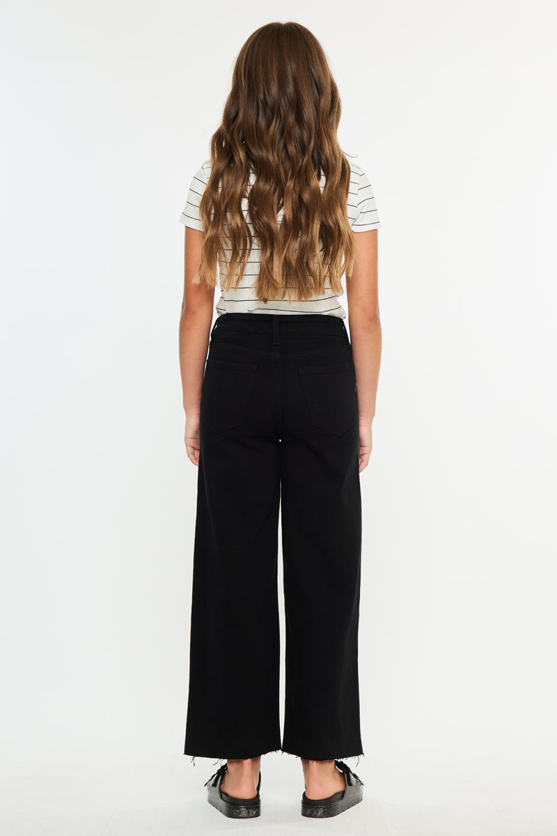 Girls' High Rise Cropped Wide Leg Jeans - Berlin