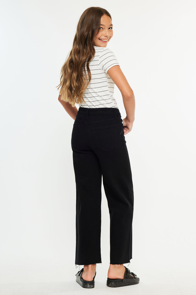 Girls' High Rise Cropped Wide Leg Jeans - Berlin