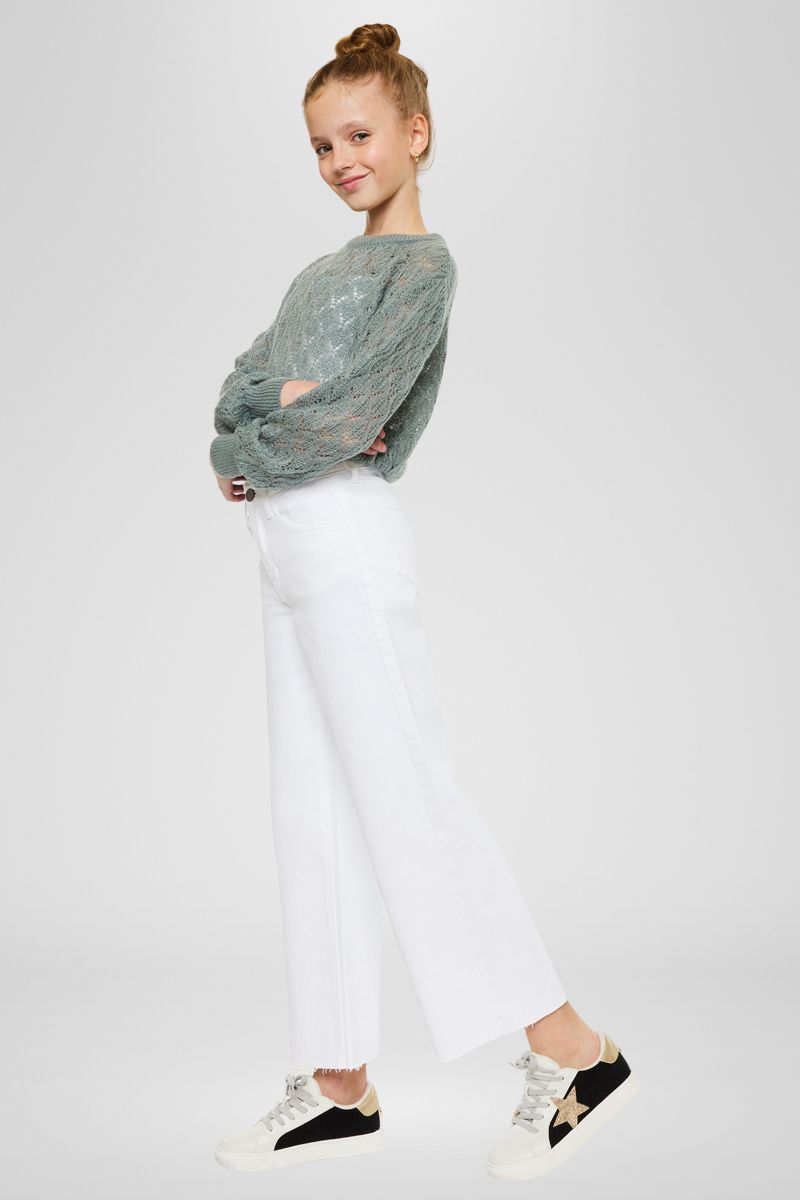 Girls' High Rise Cropped Wide Leg Jeans - Berlin