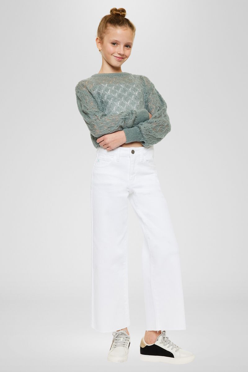 Girls' High Rise Cropped Wide Leg Jeans - Berlin