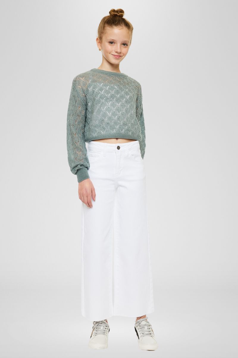 Girls' High Rise Cropped Wide Leg Jeans - Berlin