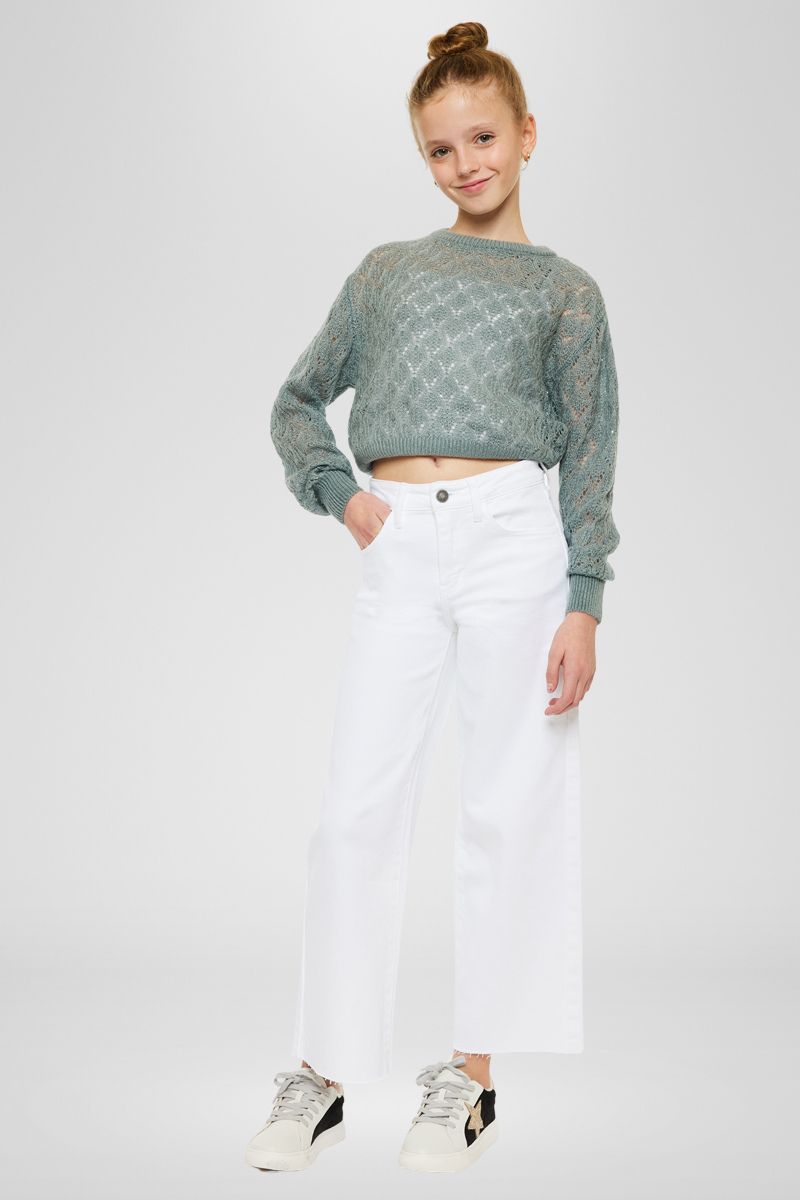 Girls' High Rise Cropped Wide Leg Jeans - Berlin