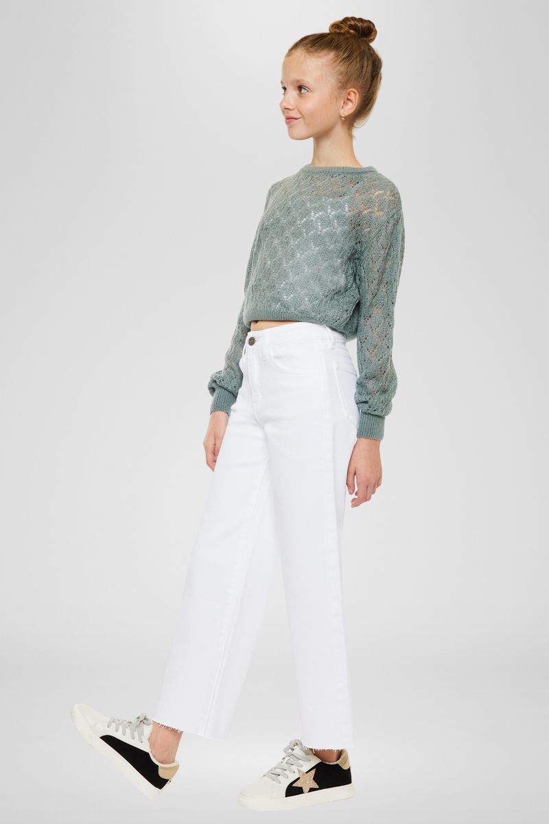 Girls' High Rise Cropped Wide Leg Jeans - Berlin