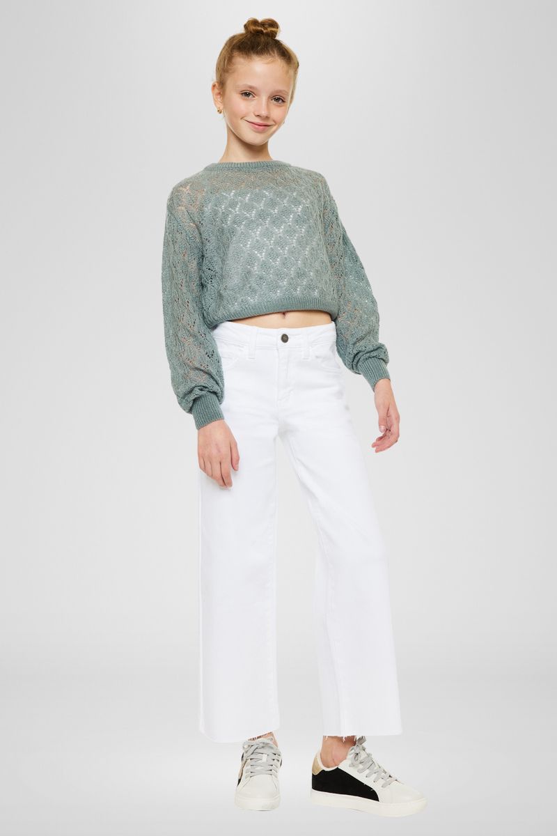 Girls' High Rise Cropped Wide Leg Jeans - Berlin