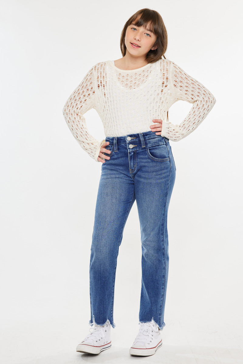 Girls' High Rise Slim Straight Jeans - Auburn