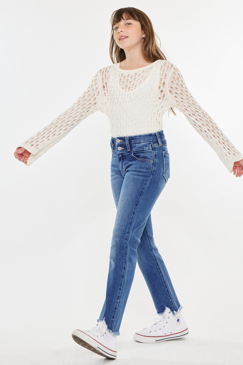 Girls' High Rise Slim Straight Jeans - Auburn