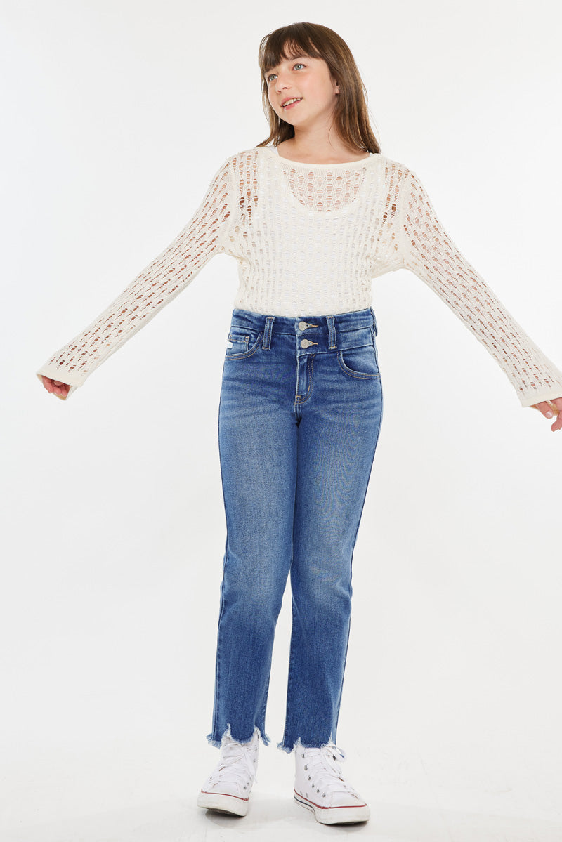 Girls' High Rise Slim Straight Jeans - Auburn