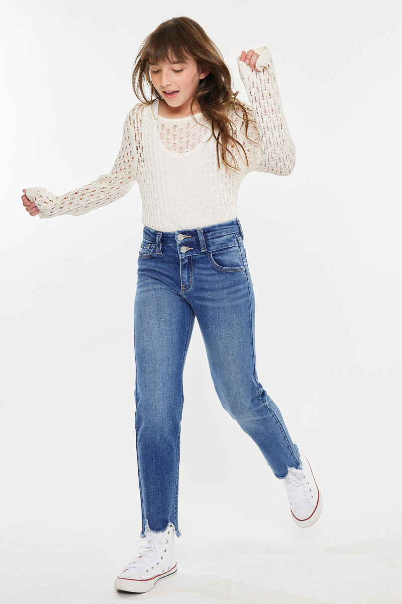 Girls' High Rise Slim Straight Jeans - Auburn