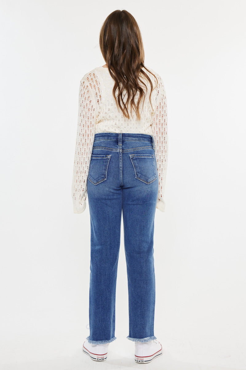 Girls' High Rise Slim Straight Jeans - Auburn