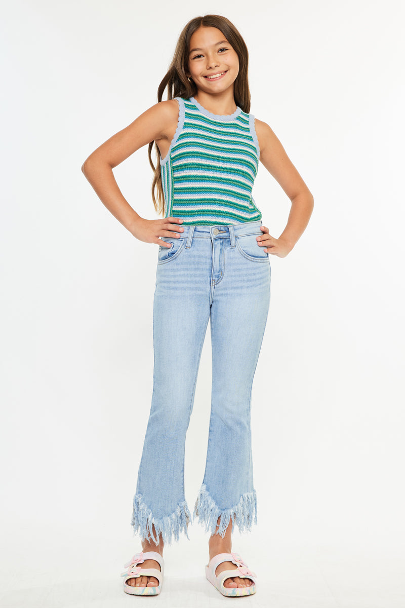 Girls' High Rise Cropped Bootcut Jeans - Beth