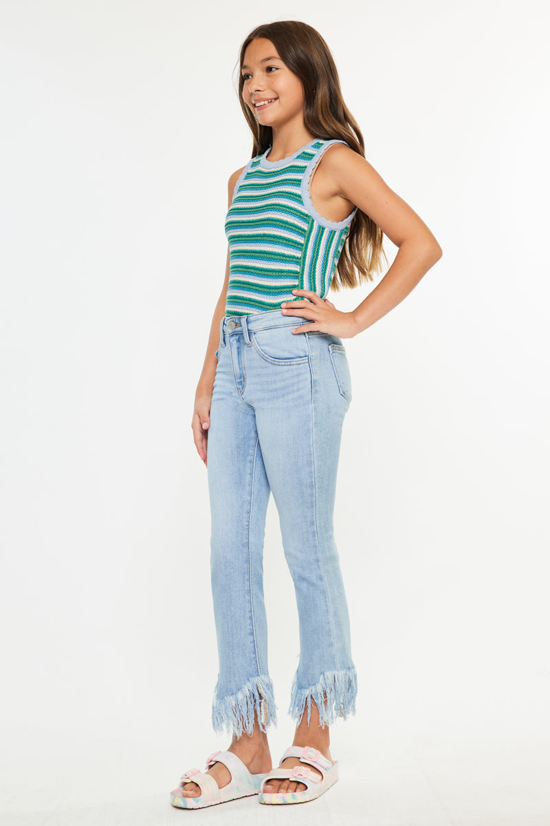 Girls' High Rise Cropped Bootcut Jeans - Beth