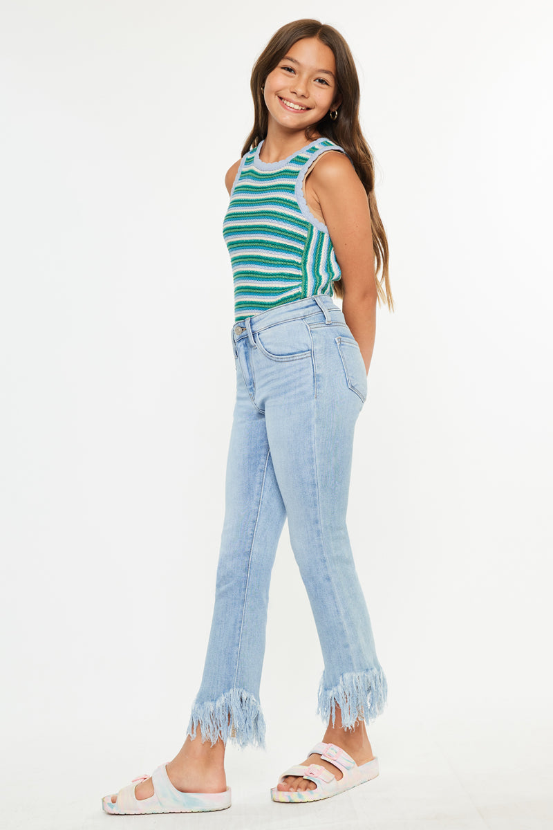 Girls' High Rise Cropped Bootcut Jeans - Beth