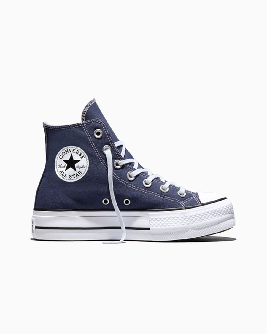 Canvas Platform High-Top Sneaker - Navy/White/Black