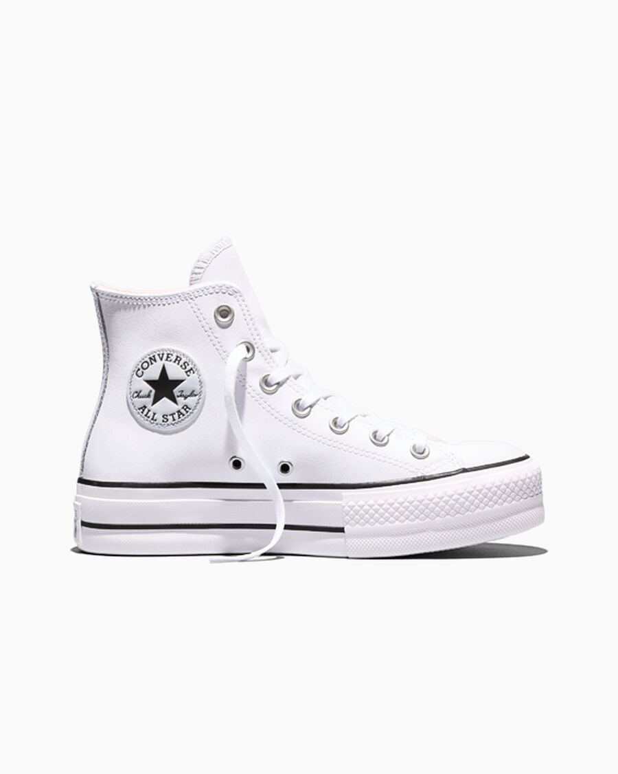 Leather Platform High Top Sneaker - Black - White/Black/White