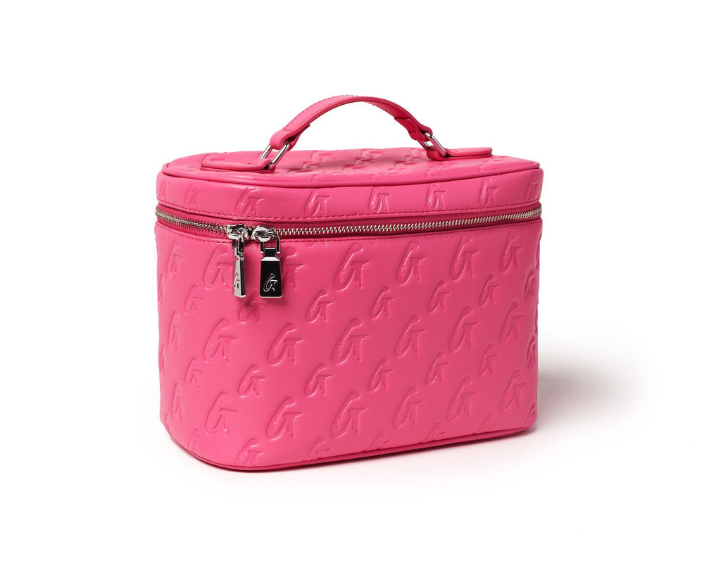Large Vegan Leather Toiletry Bag - Hot Pink