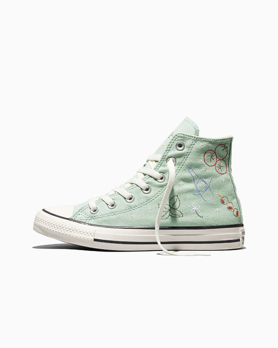 Canvas High Top Sneaker With Embroidery