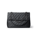 Large Vegan Leather Flap Laptop Bag - Black