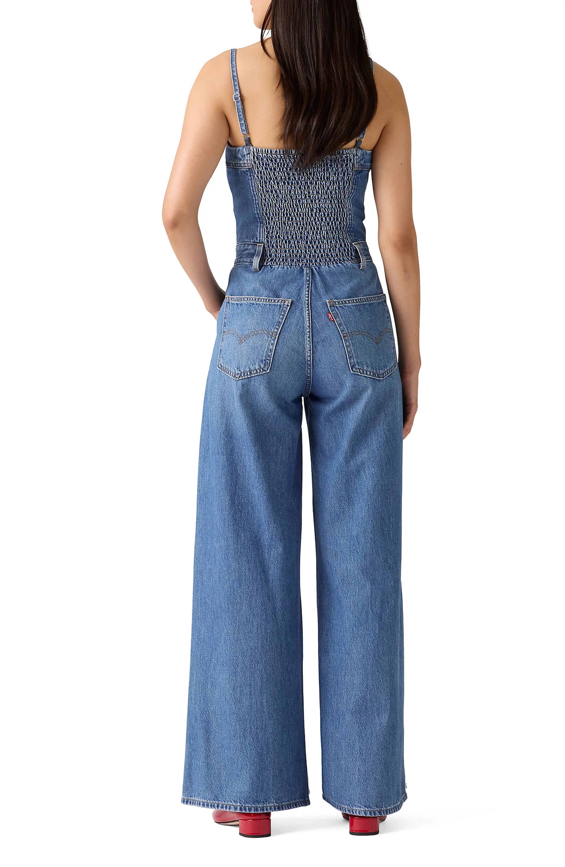 Bustier Zip Denim Jumpsuit