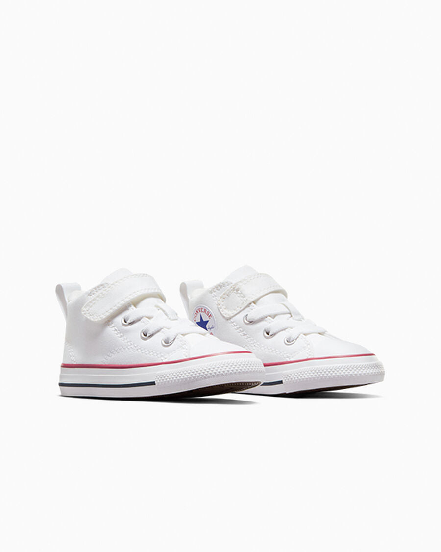 Canvas Easy-On Mid-Top Sneaker - White/Red/Blue