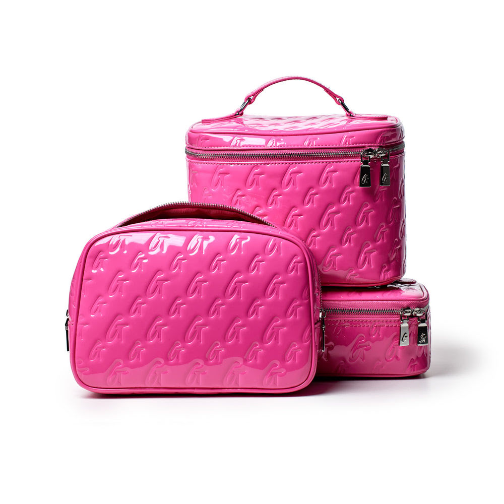 Large Mirrored Toiletry Bag - Hot Pink