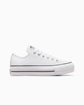 Leather Platform Low Top Sneaker - Black - White/Black/White