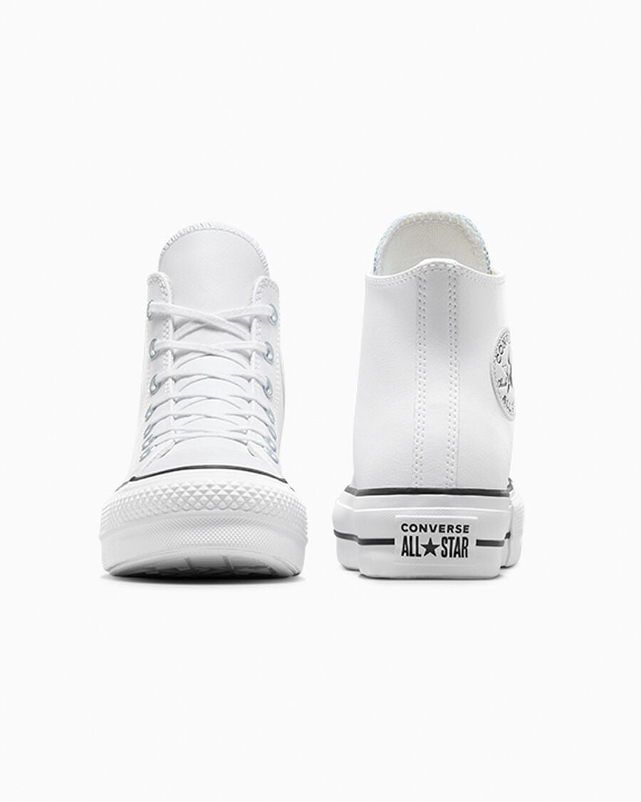 Leather Platform High Top Sneaker - Black - White/Black/White