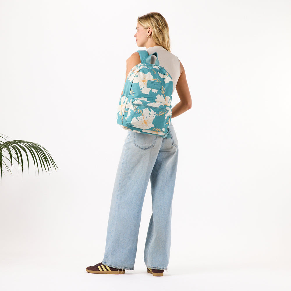 Water-Resistant Laptop Backpack - Floral Print