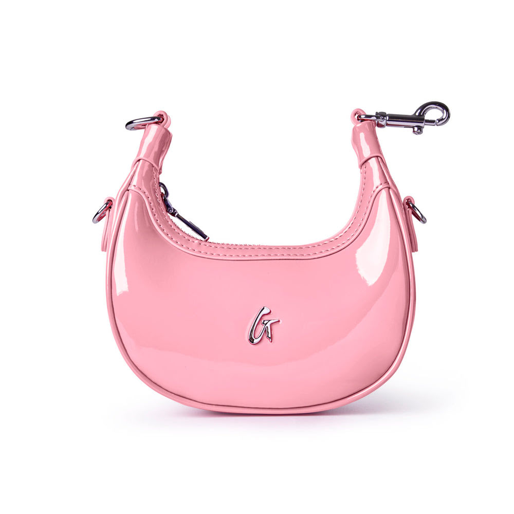 Mini Mirrored Vegan Leather Hobo Bag - Light Pink
