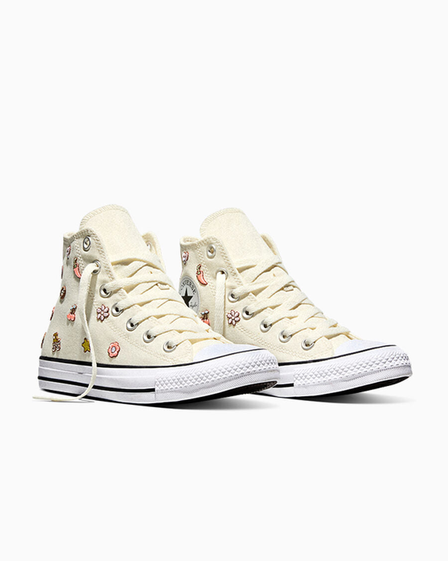 Women's Embroidered Canvas High-Top Sneaker - Egret/Fresh Cut/Unearthed