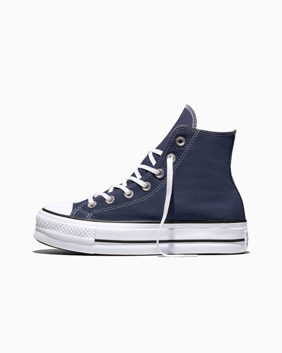 Canvas Platform High-Top Sneaker - Navy/White/Black