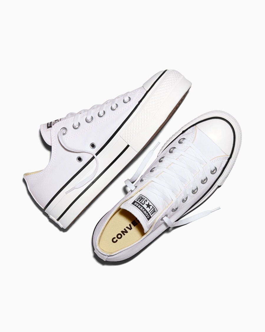 Canvas Platform Low-Top Sneaker - White/Black/White