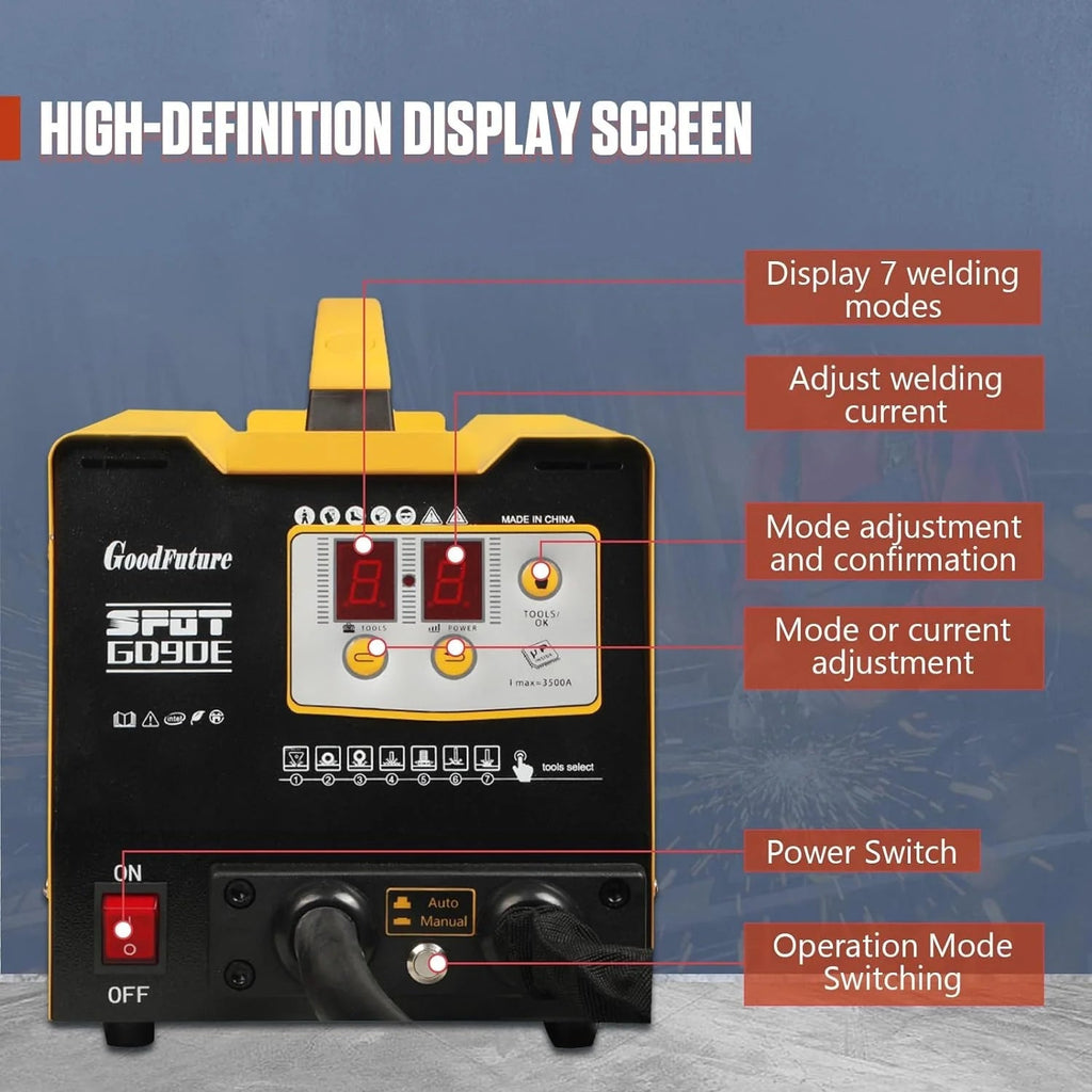PLAYOCCAR Vehicle Panel Spot Dent Puller Welder 110V, 3500A, 3KW - PLAYOCCAR