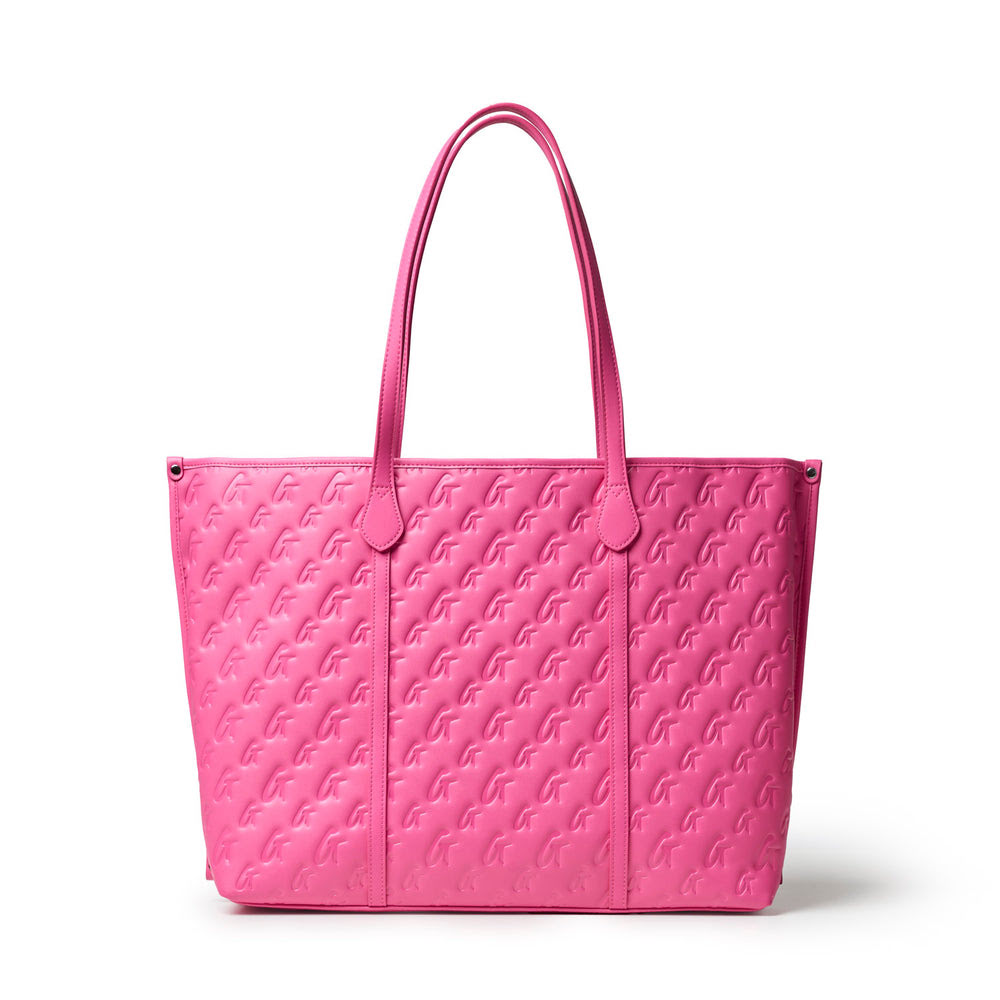 Extra Large Vegan Leather Tote - Hot Pink