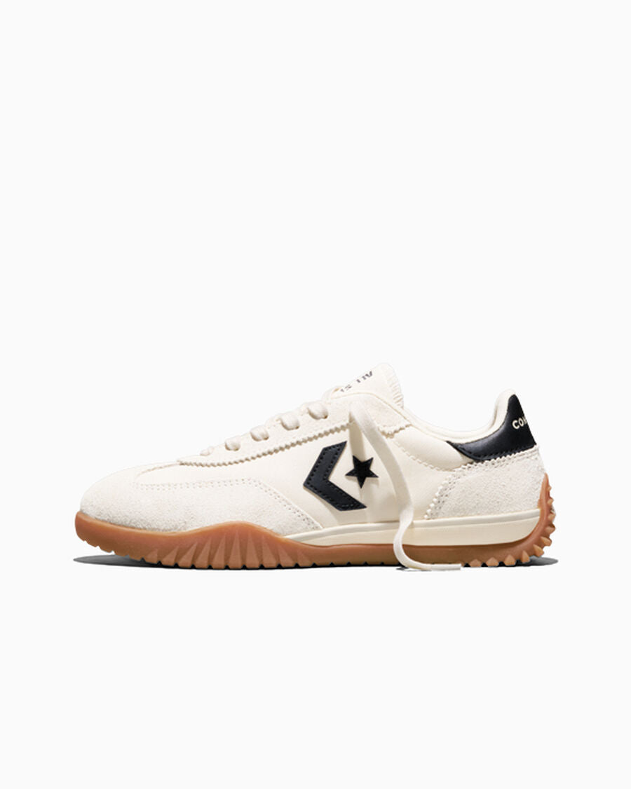 Unisex Nylon And Suede Low-Top Trainer - Egret/Black/Honey