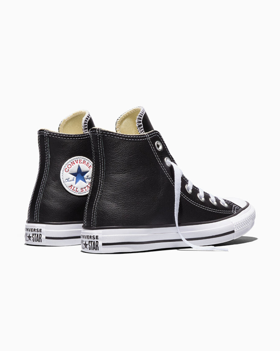 Leather High Top Sneaker - Black - Black