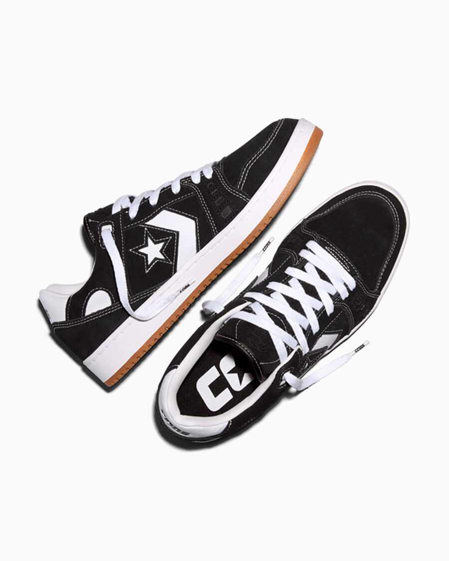 Suede Leather Skate Low Top Shoe - Black/White/Gum