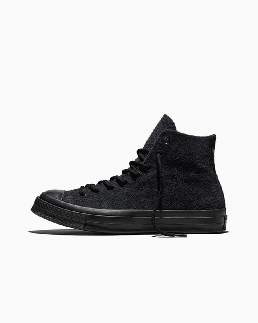 Water-Resistant Suede High Top Sneaker - Black - Black/Black/Black