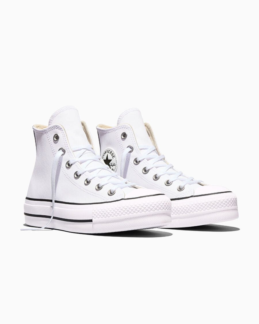 Leather Platform High Top Sneaker - Black - White/Black/White