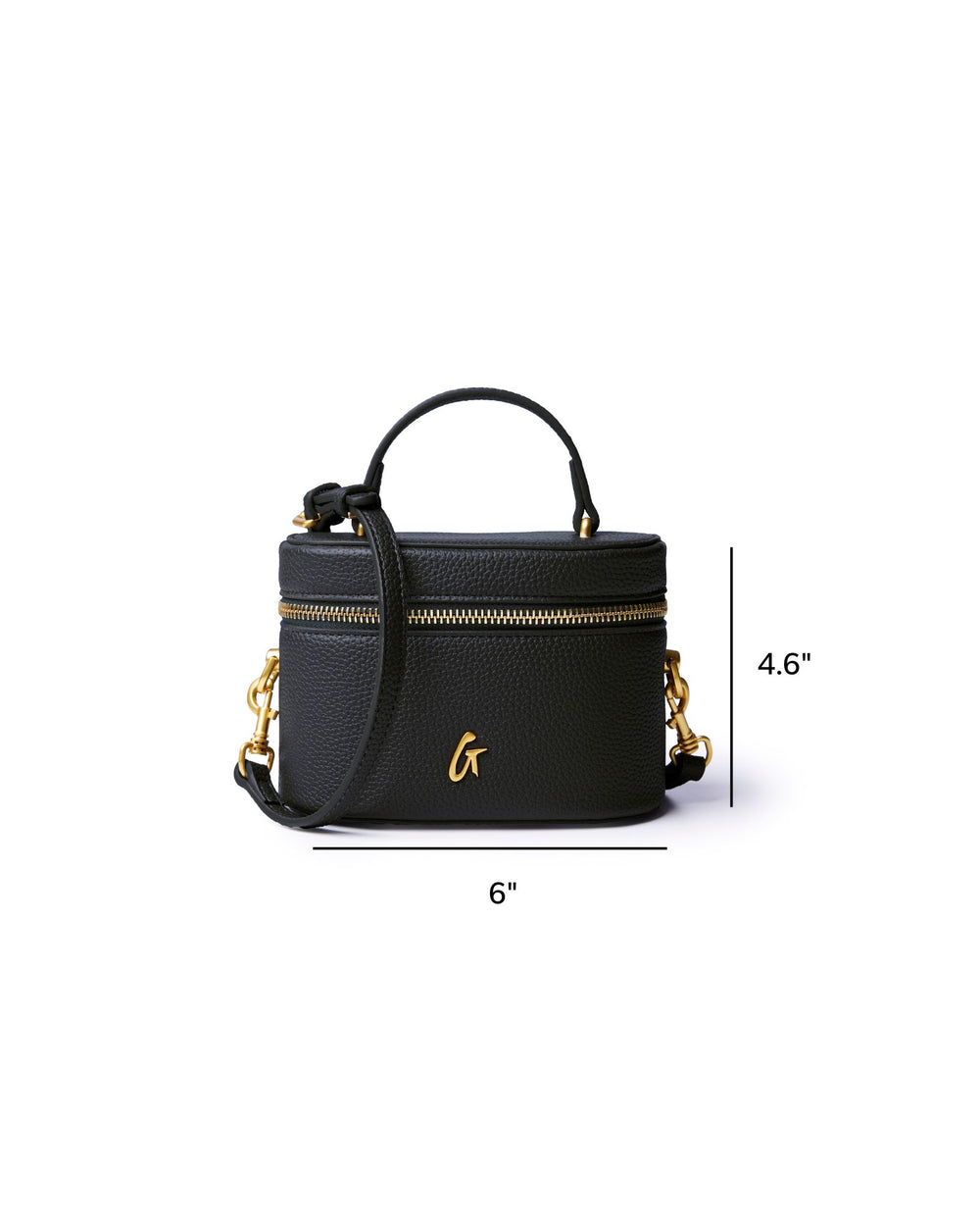 Mini Textured Vegan Leather Vanity Bag - Black