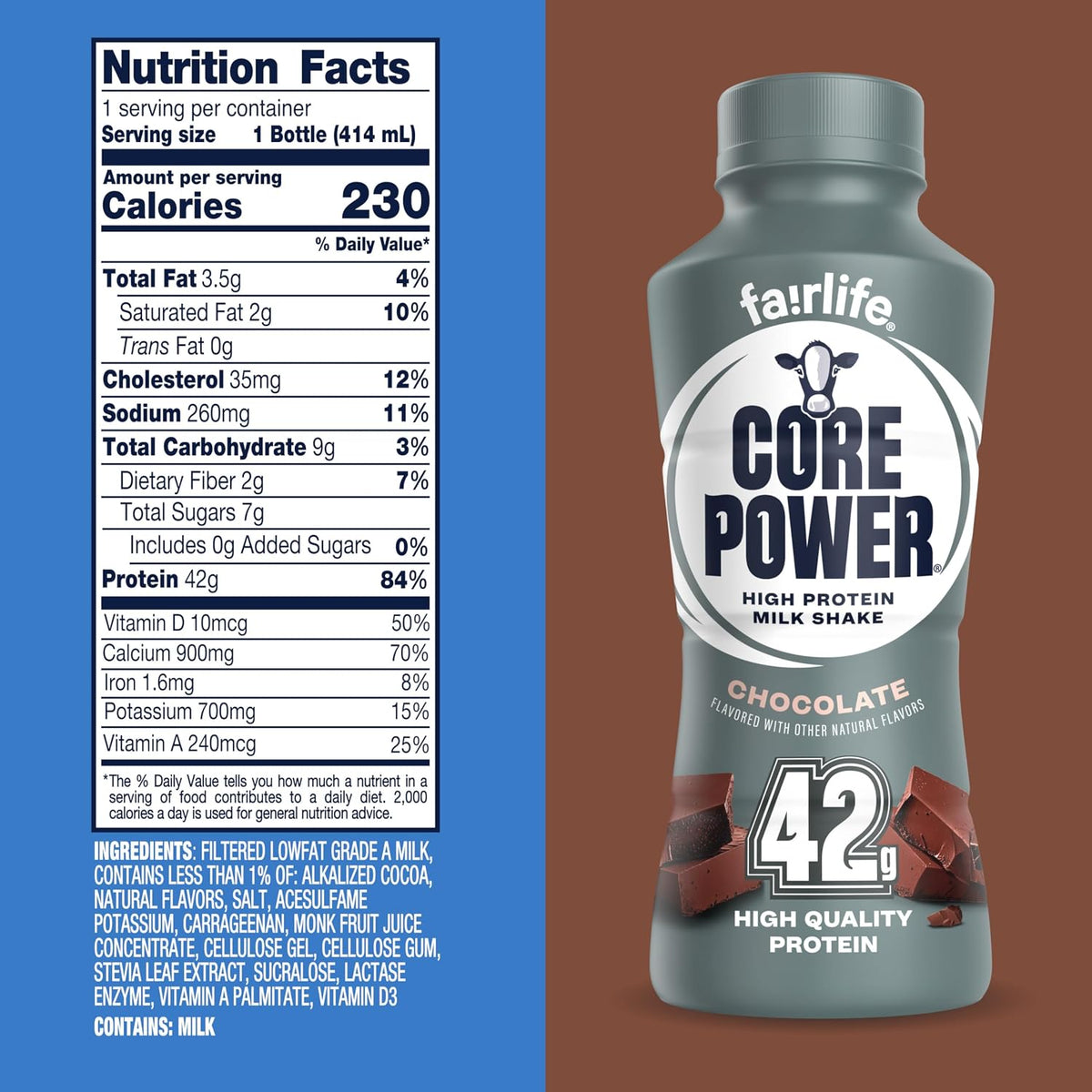Chocolate High-Protein Milk Shake, 14 oz, 12 Pack