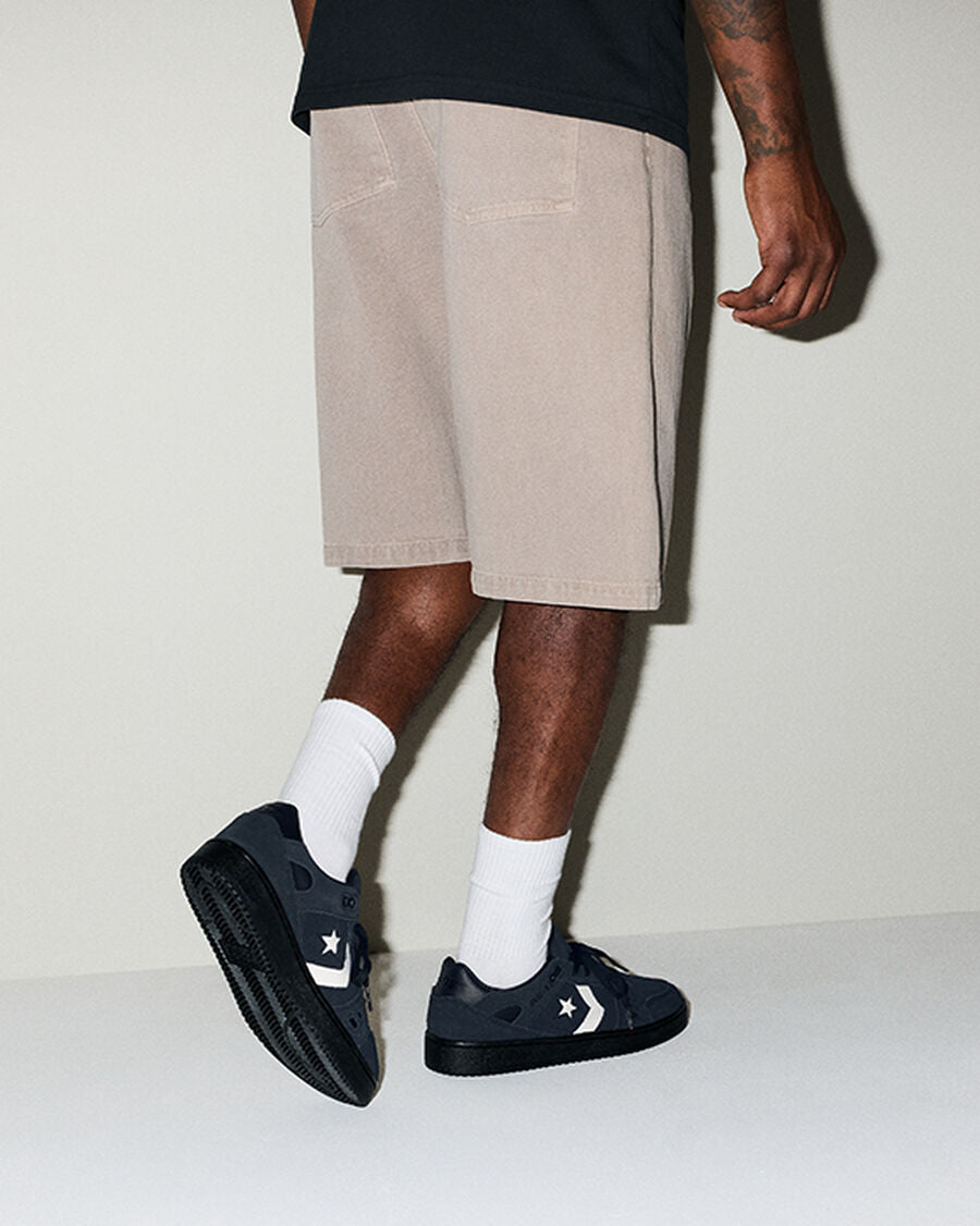 Suede Leather Skate Low Top Shoe - Black/Vintage White/Black