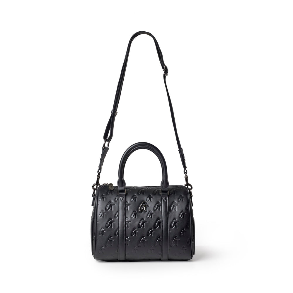 Medium Vegan Leather Boston Bag - Black