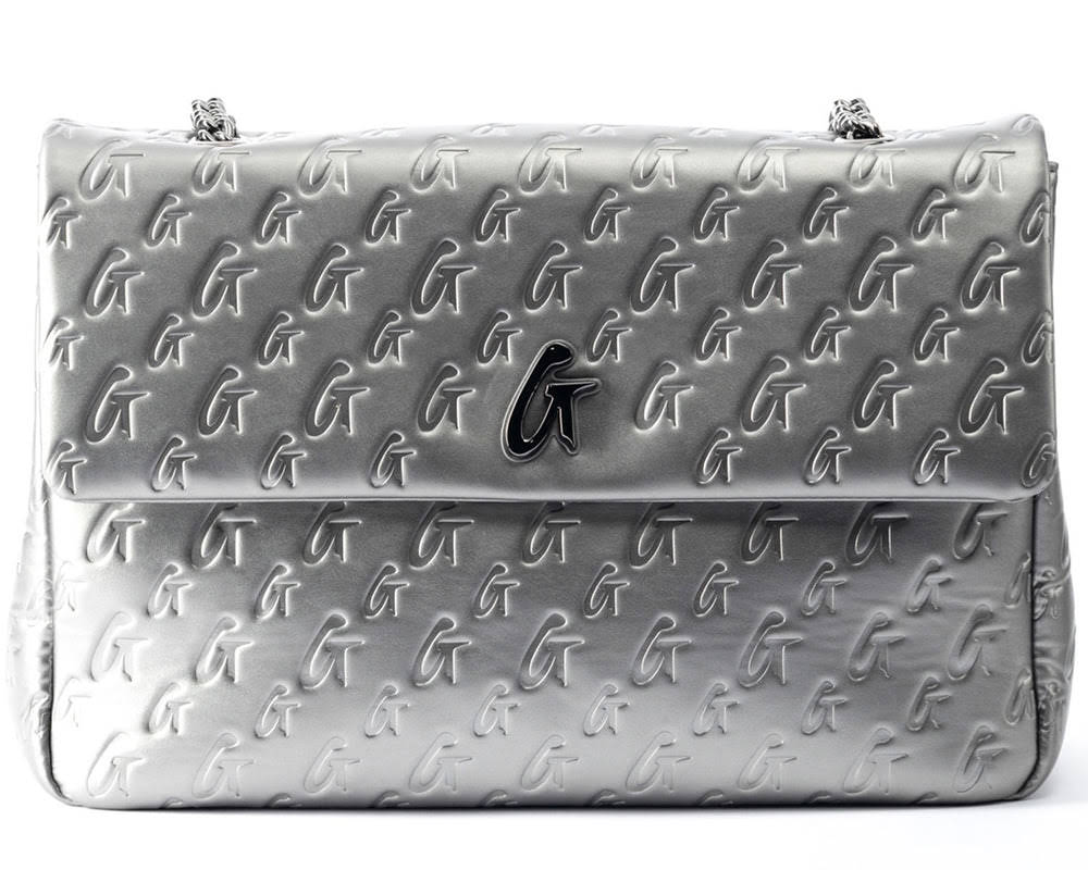 Extra Large Vegan Leather Flap Bag - Platinum