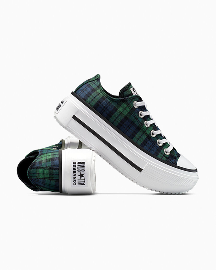 Canvas Platform Low Top Sneaker - Plaid